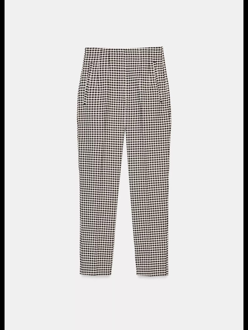 Zara Black & White Gingham Checkered Print High Waisted Ankle Pants - Picture 4 of 4